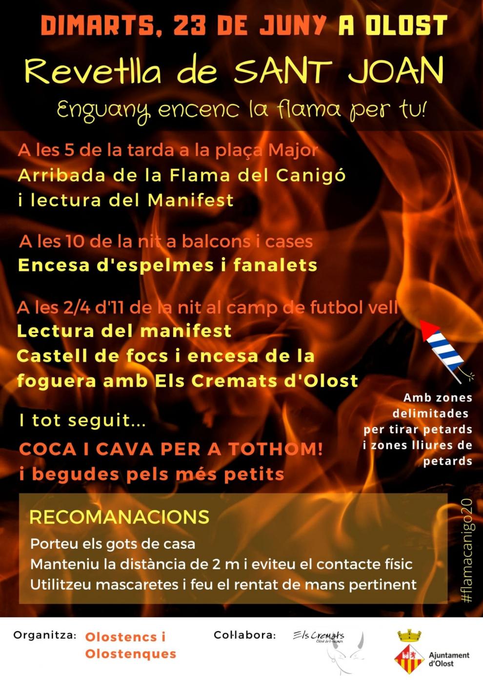 Revetlla de Sant Joan i flama del Canigó a Olost